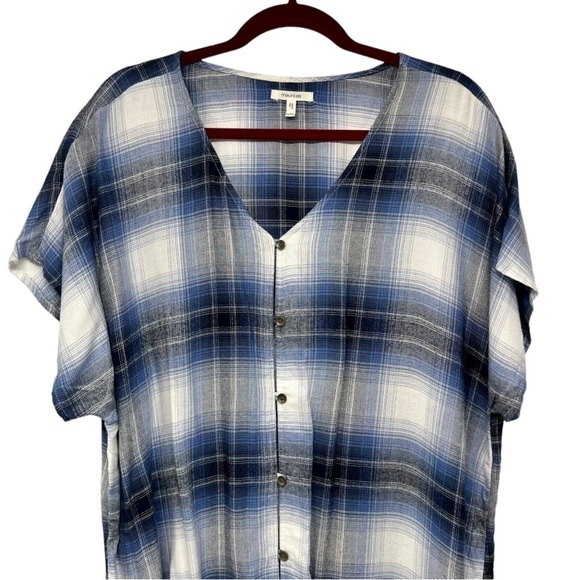 Maurice’s Blue Comfy Check Dolman Sleeve Plaid Button Front Top Women’s XXL - Picture 8 of 13
